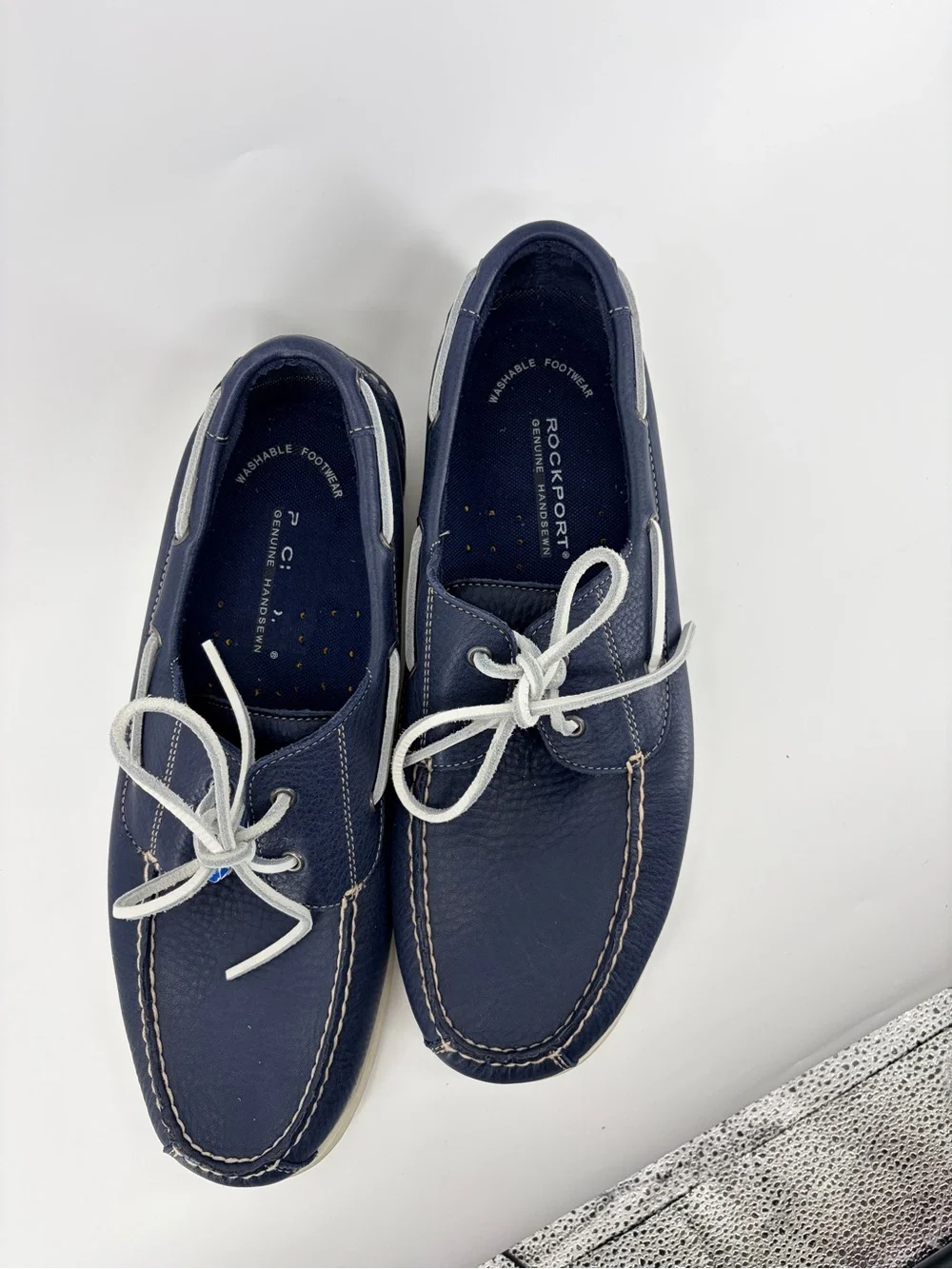 Rockport Men’s Leather Boat Shoes Dock Siders Navy Blue Sz 12M